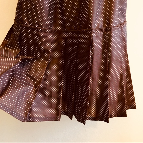 BCBG Paris—Brown Polka Dot Pleated Dress (Size 2) - Picture 8 of 8